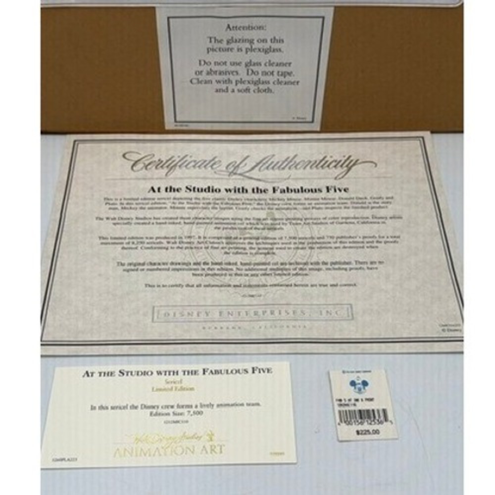 Disney At the Studio with the Fabulous Five Limited Edition Sericel Framed COA - Picture 6 of 8